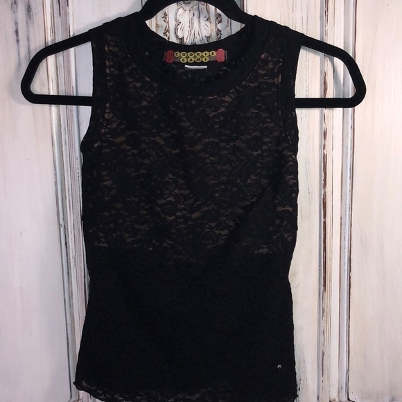 Cookie Cami Build-in-Bra Black Lace Sleeveless Crew Neck Cami Small - Picture 1 of 9